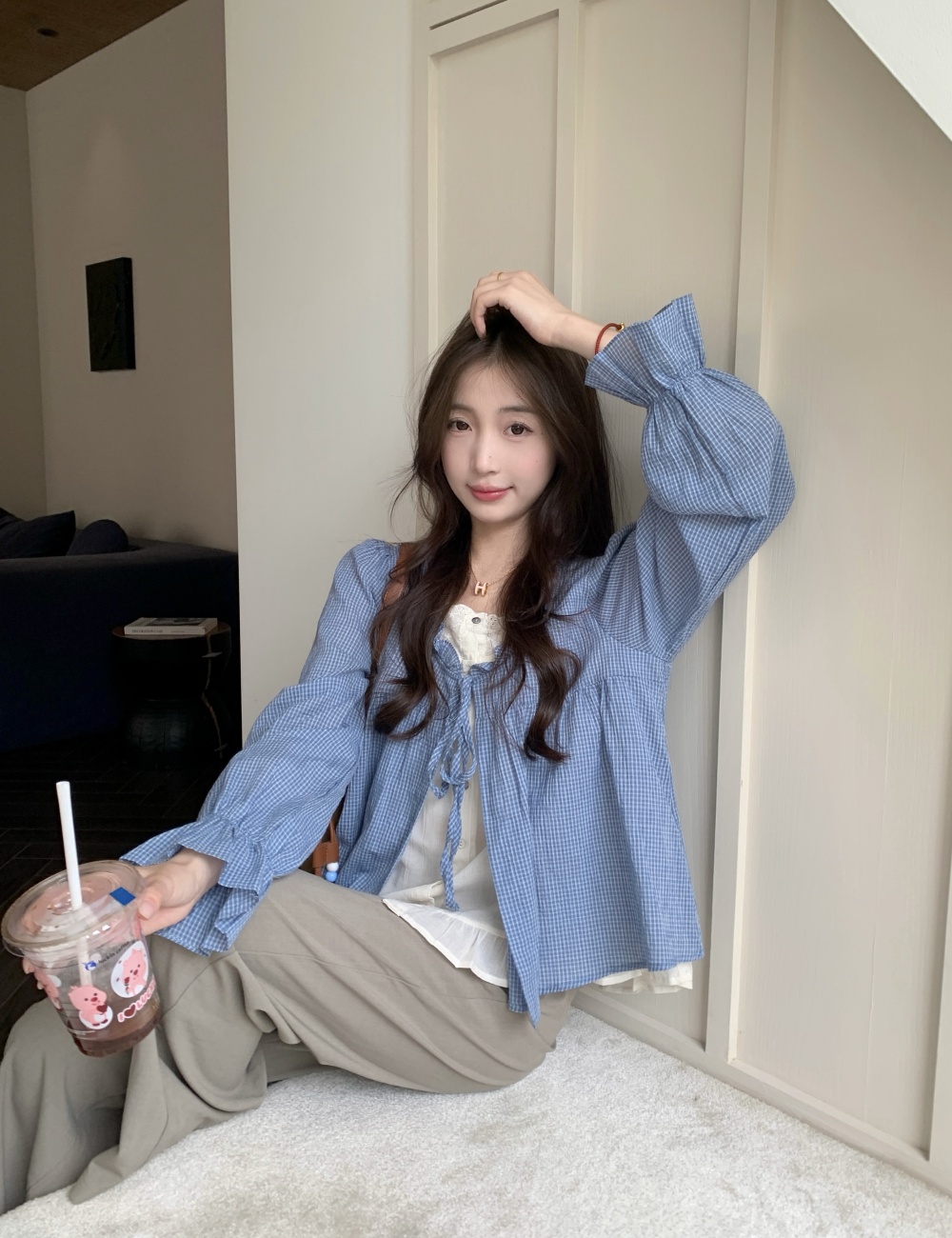 Korean style Pseudo-two show young frenum tops