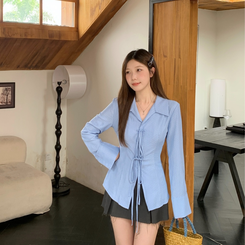 Large yard all-match tops enticement pinched waist shirt