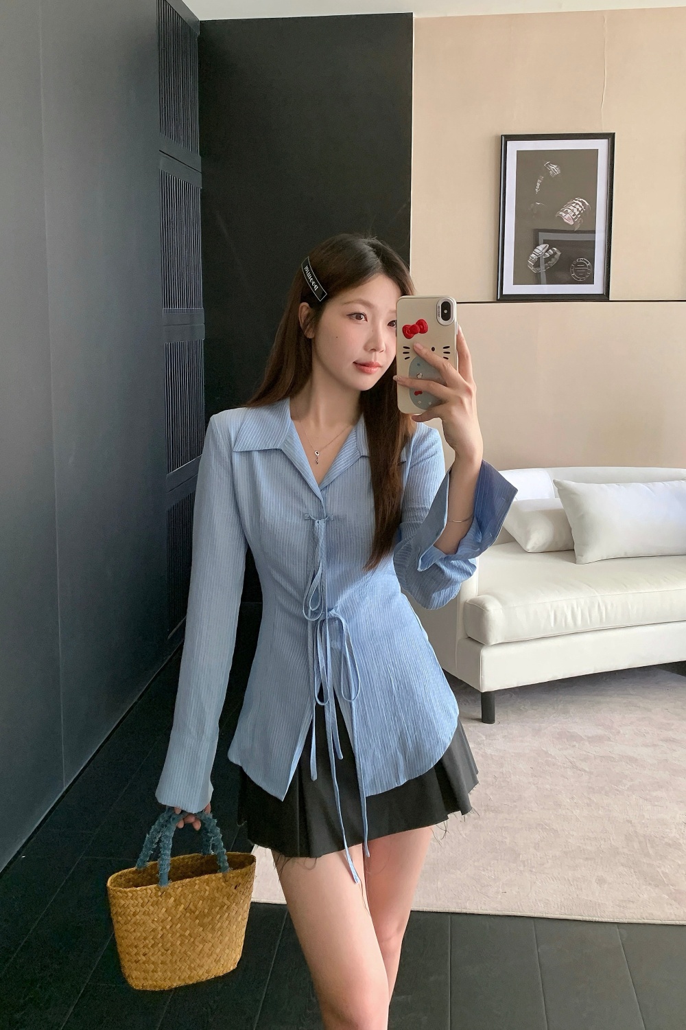 Large yard all-match tops enticement pinched waist shirt