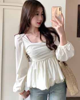 Square collar large yard shirt spring Cover belly tops