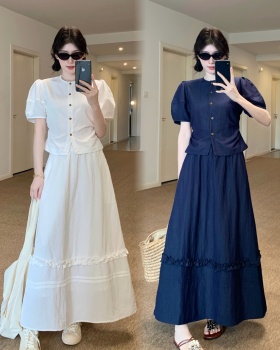 Splice slim skirt France style small shirt a set