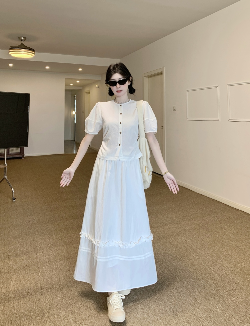 Splice slim skirt France style small shirt a set