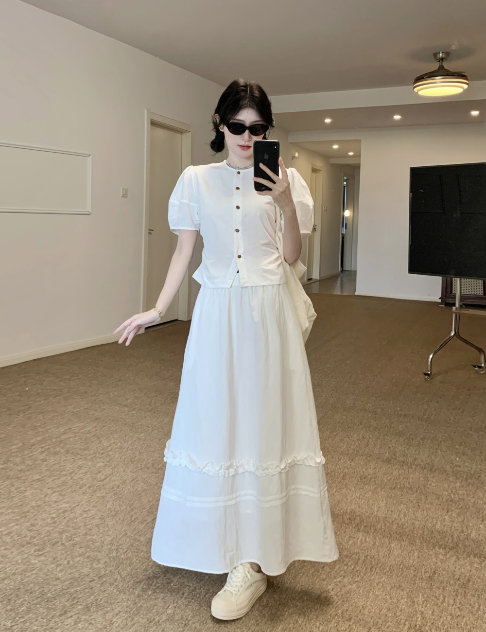 Splice slim skirt France style small shirt a set