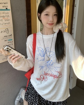 Summer white large yard T-shirt sunscreen Korean style tops