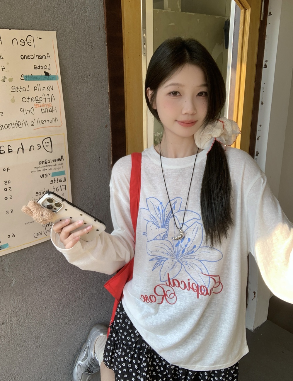 Summer white large yard T-shirt sunscreen Korean style tops