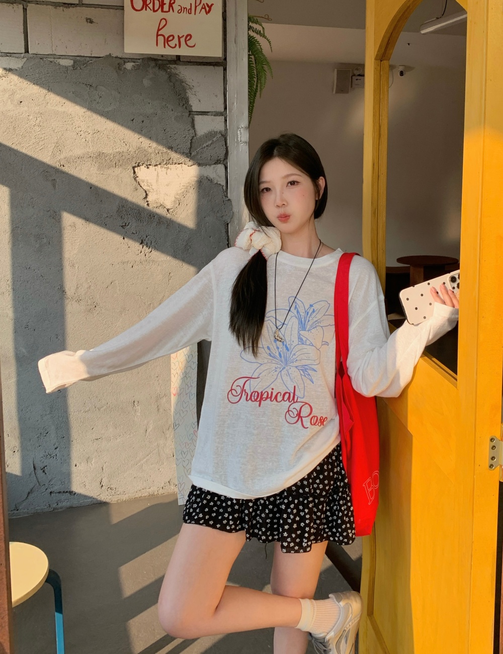 Summer white large yard T-shirt sunscreen Korean style tops