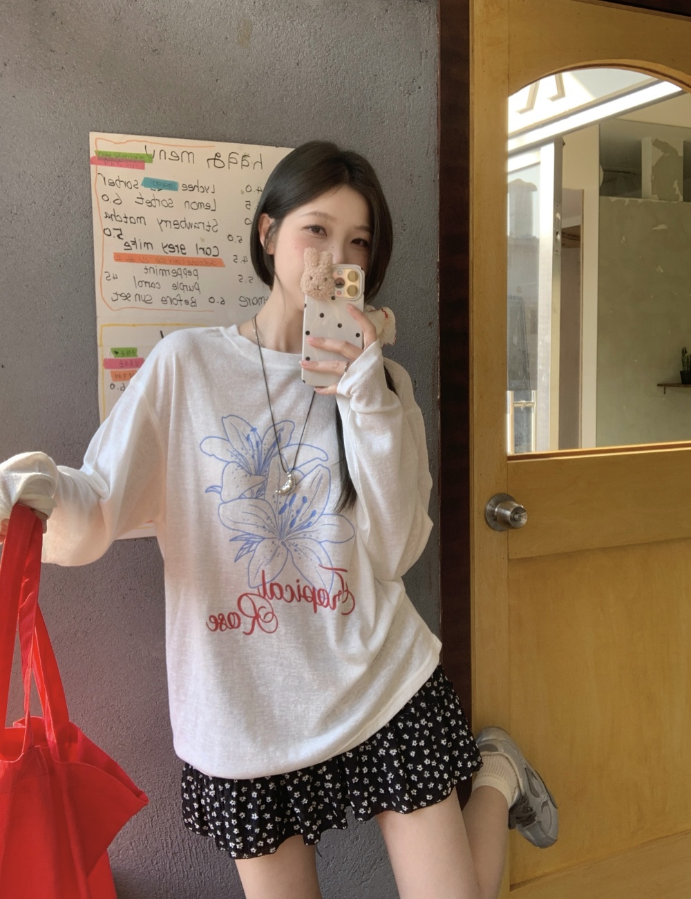 Summer white large yard T-shirt sunscreen Korean style tops