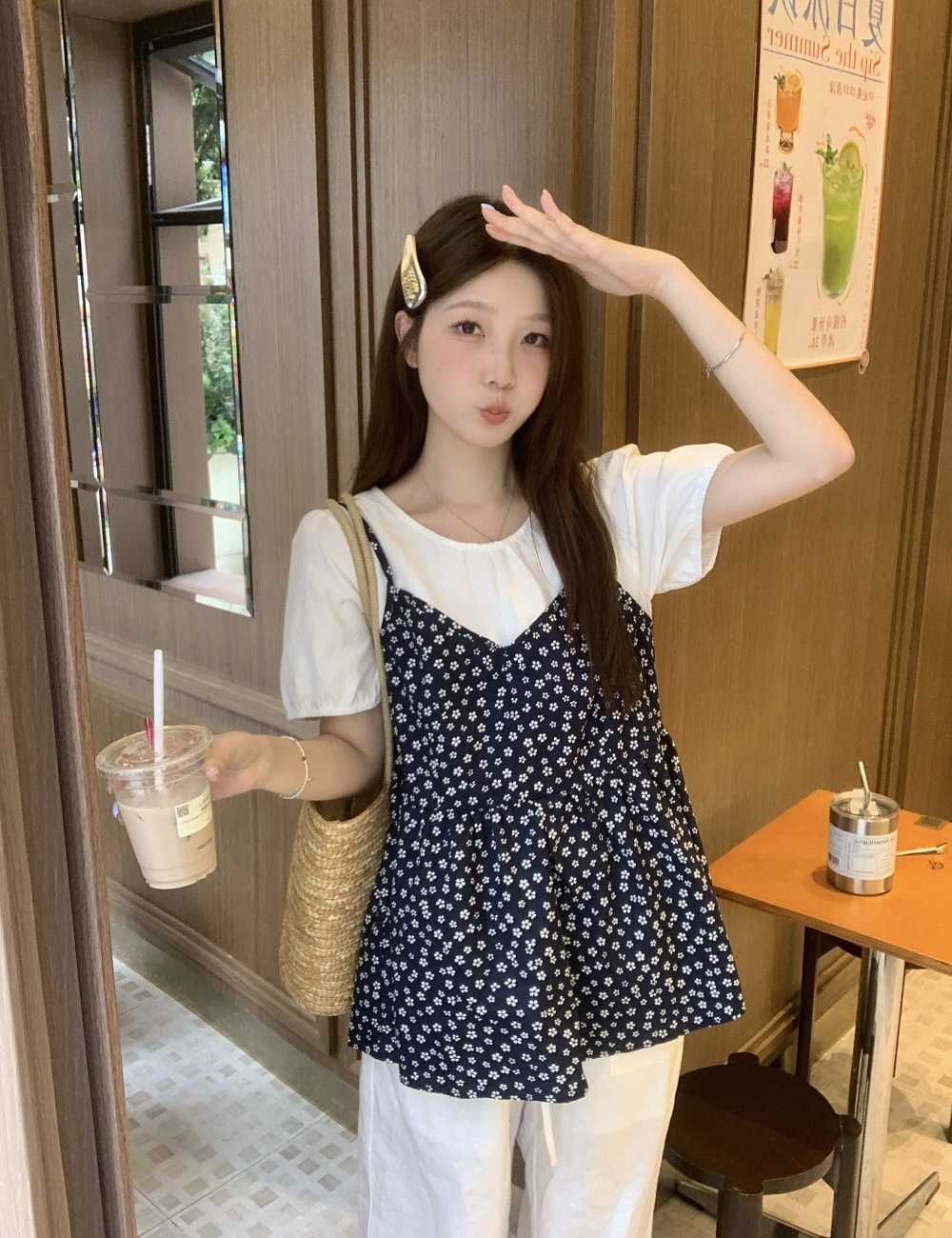 Sling Korean style large yard tops summer floral shirt