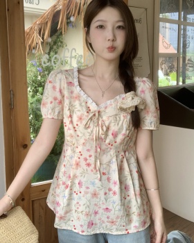 Sweet unique floral tops slim large yard shirt