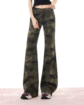 Denim flare pants American style long pants for women