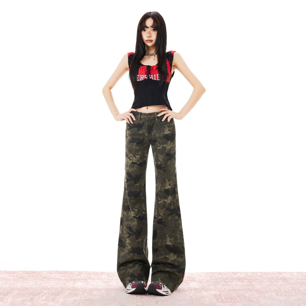 Denim flare pants American style long pants for women