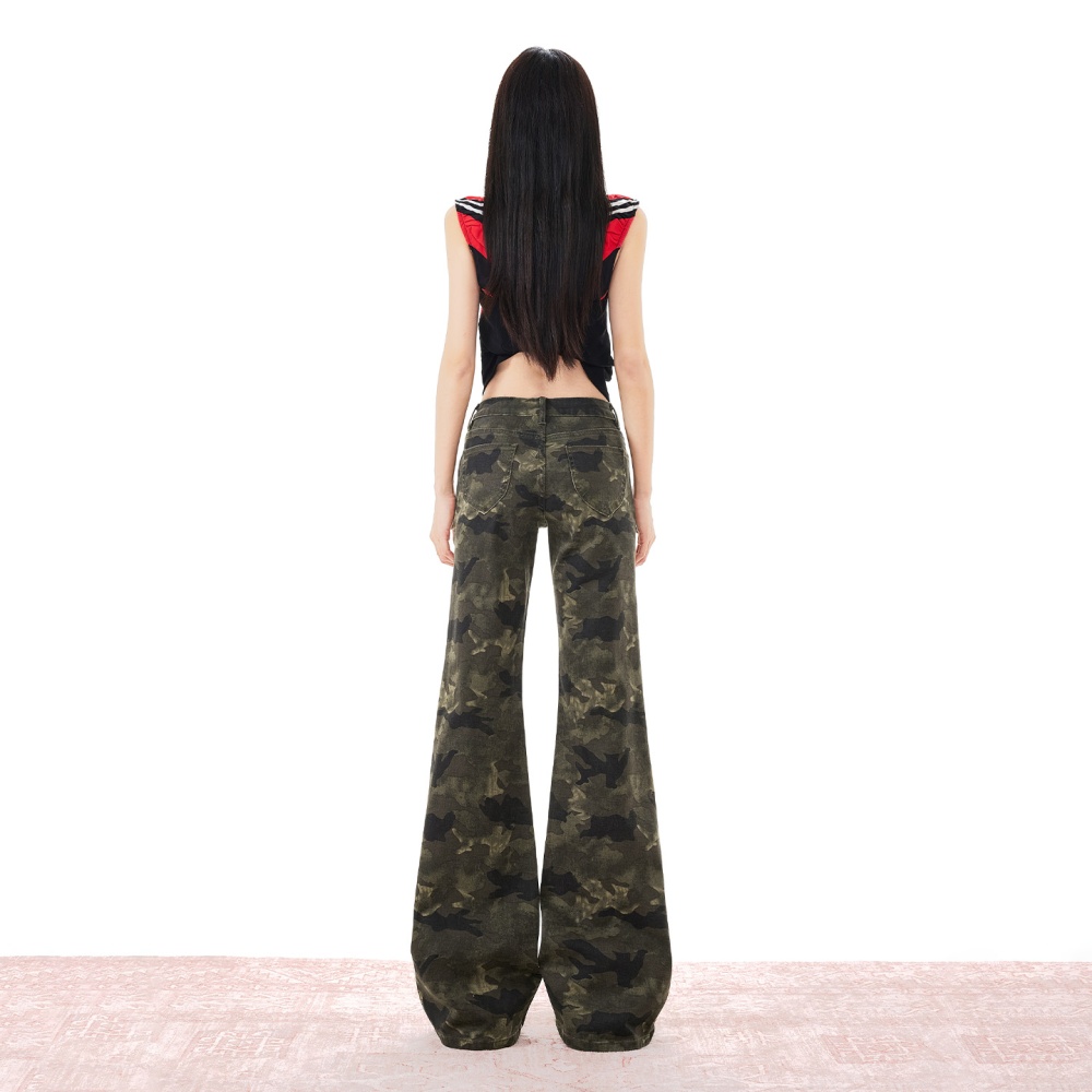 Denim flare pants American style long pants for women