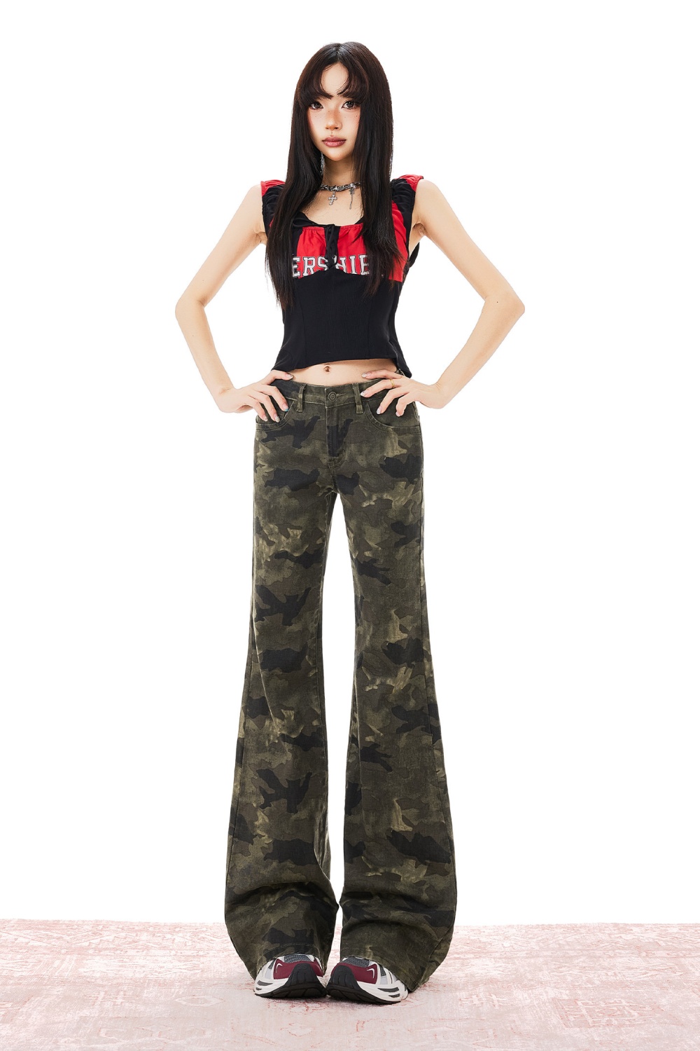 Denim flare pants American style long pants for women