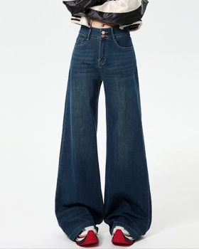 American style denim pants loose retro long pants for women
