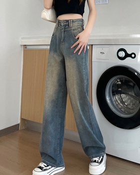 Loose retro pants Korean style denim long pants for women