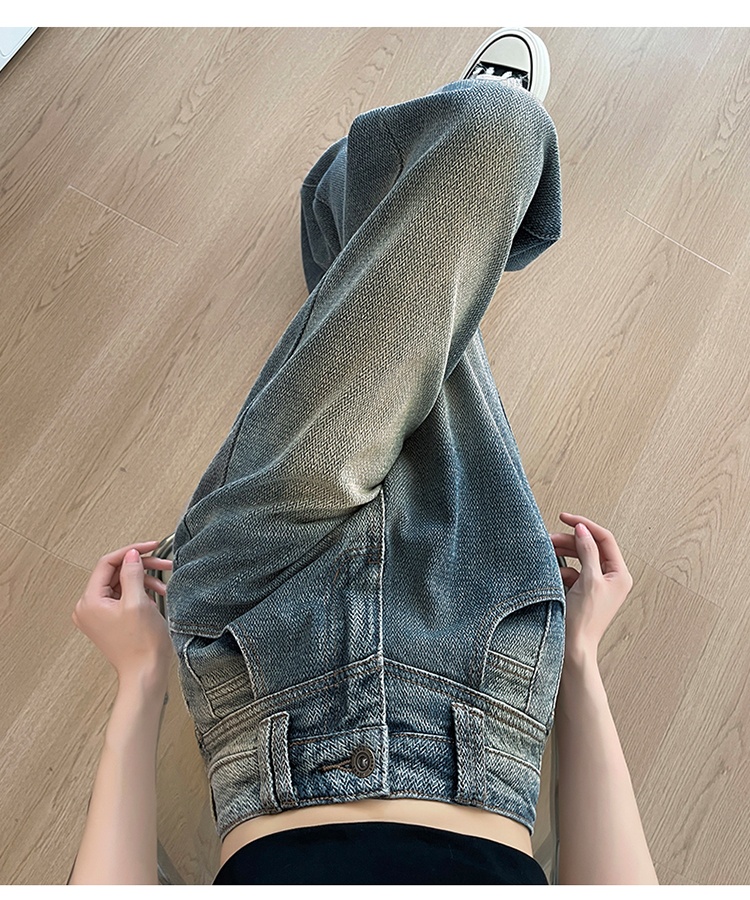 Loose retro pants Korean style denim long pants for women