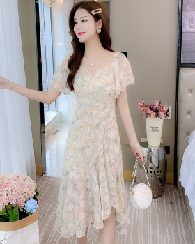 Lady light temperament summer long floral dress