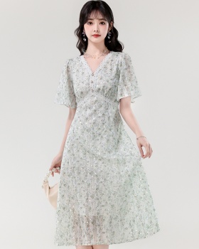 Slim printing lady temperament dress