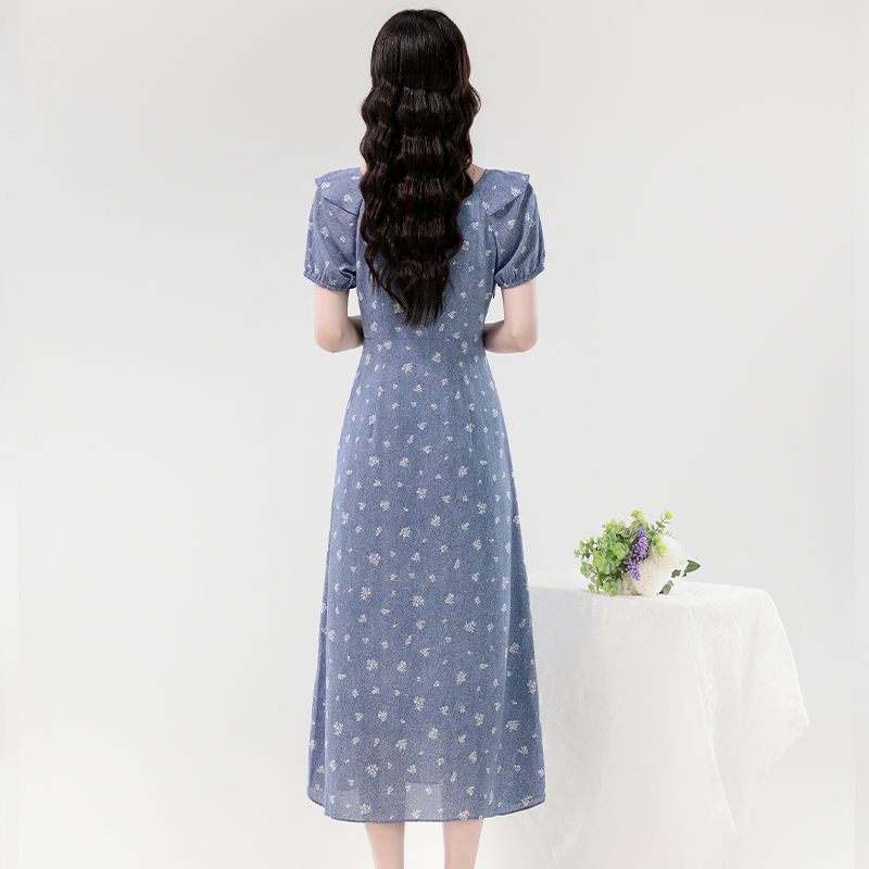 Summer doll collar imitation denim dress for women