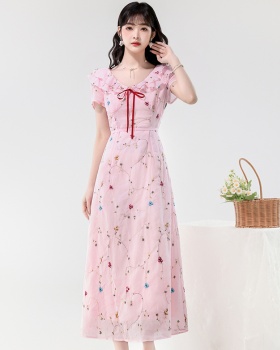 Flowers France style dress sweet long dress for women