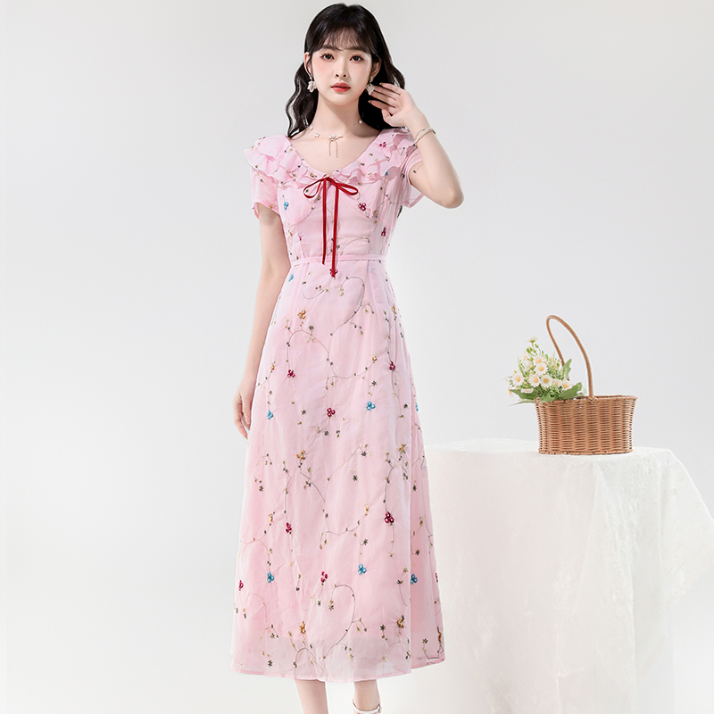 Flowers France style dress sweet long dress for women