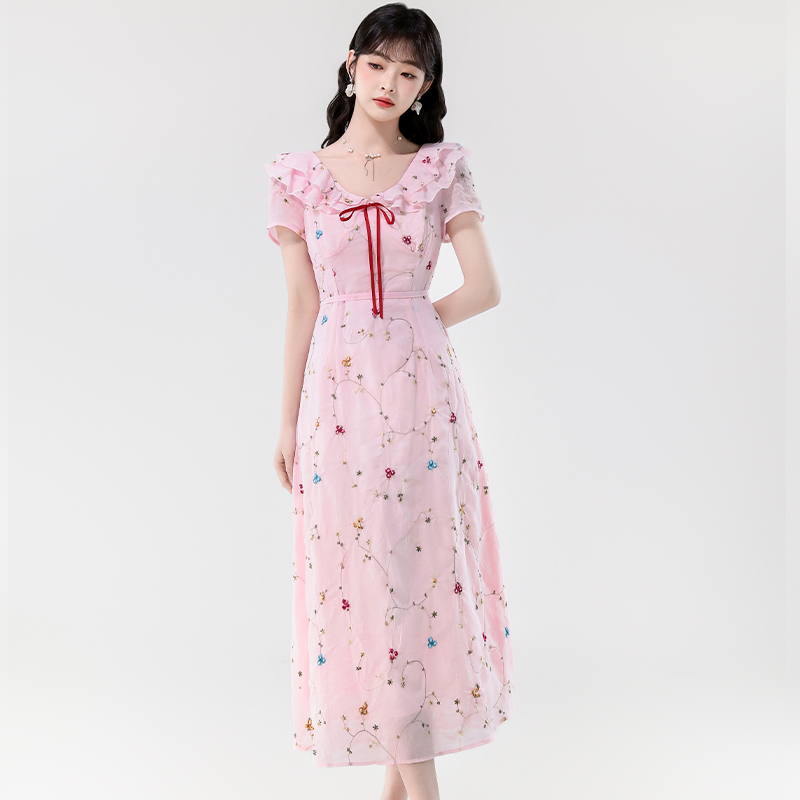 Flowers France style dress sweet long dress for women