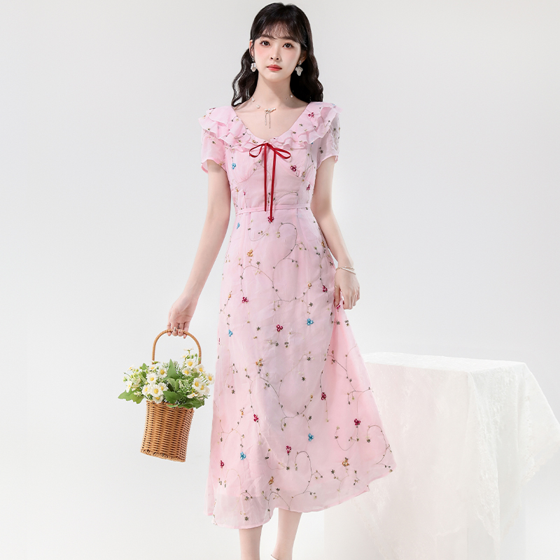 Flowers France style dress sweet long dress for women