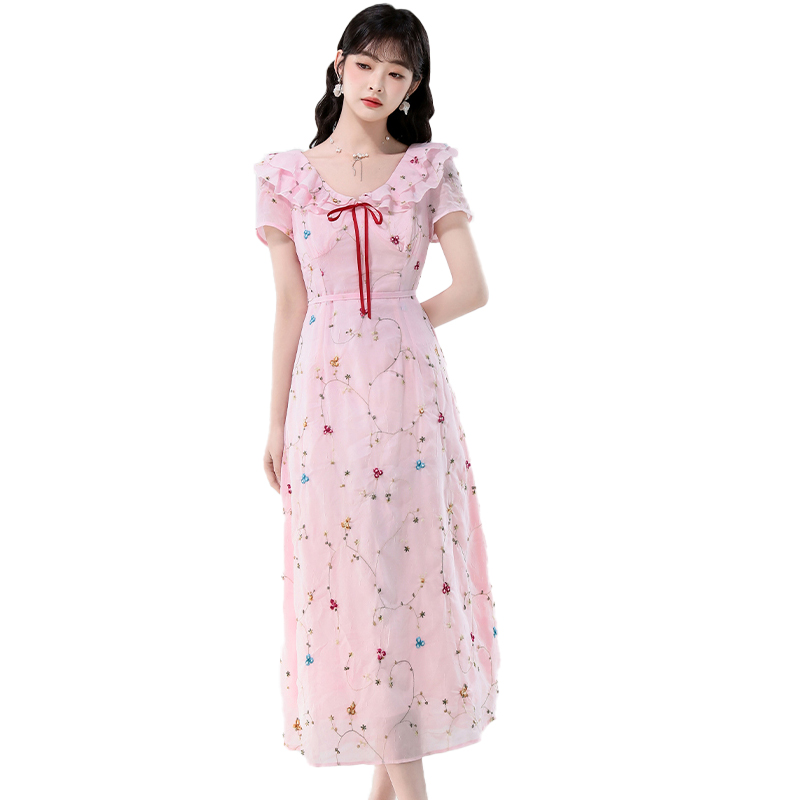 Flowers France style dress sweet long dress for women