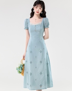 Slim short sleeve tender hollow dress for women