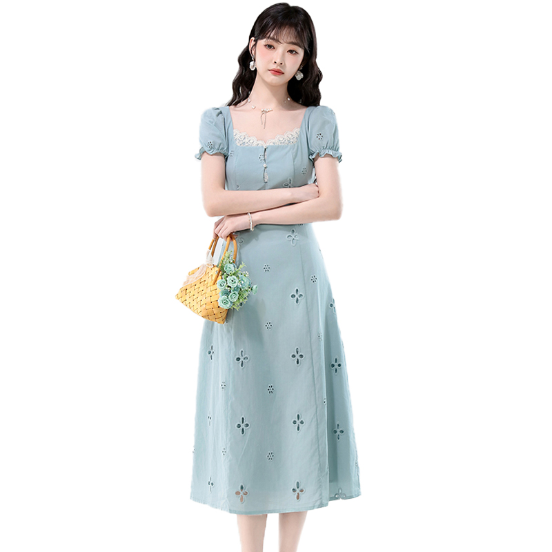 Slim short sleeve tender hollow dress for women