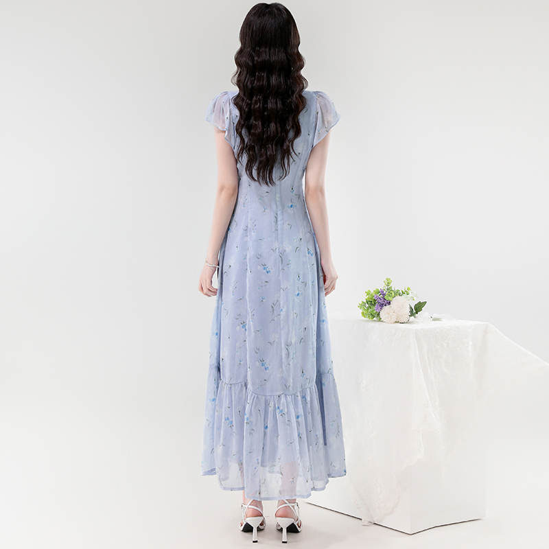 Splice vacation long dress lace dress for women