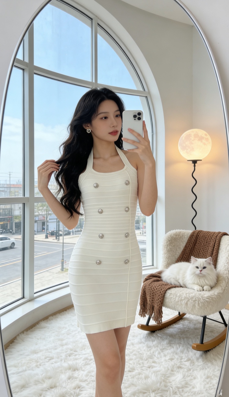 Bottoming temperament dress knitted winter T-back for women