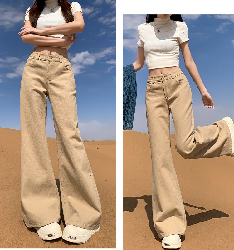 Khaki jeans spring and summer pants for women