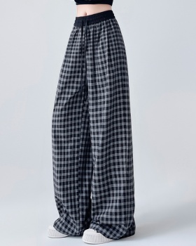 Black-white wide leg pants loose long pants for women