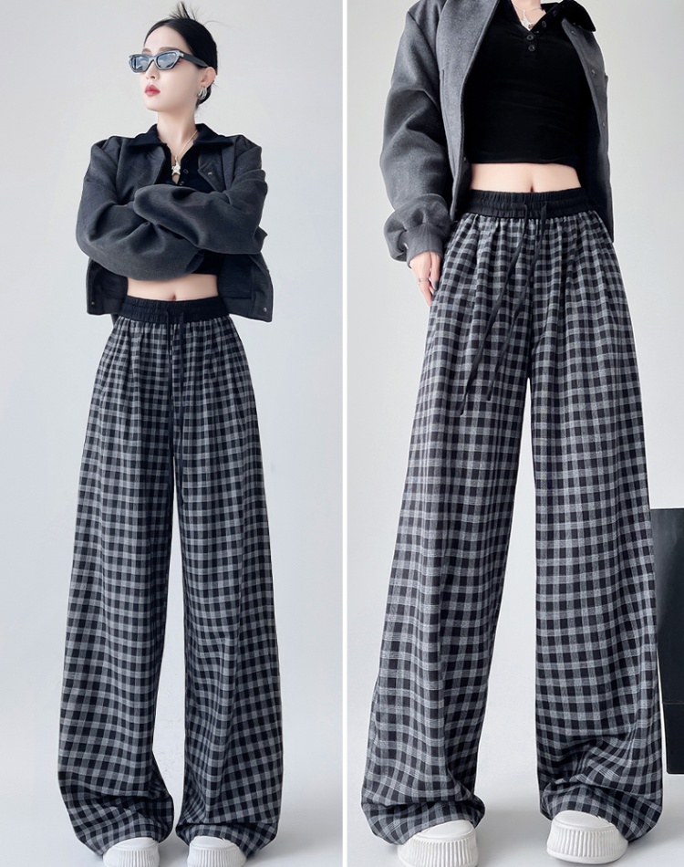 Black-white wide leg pants loose long pants for women