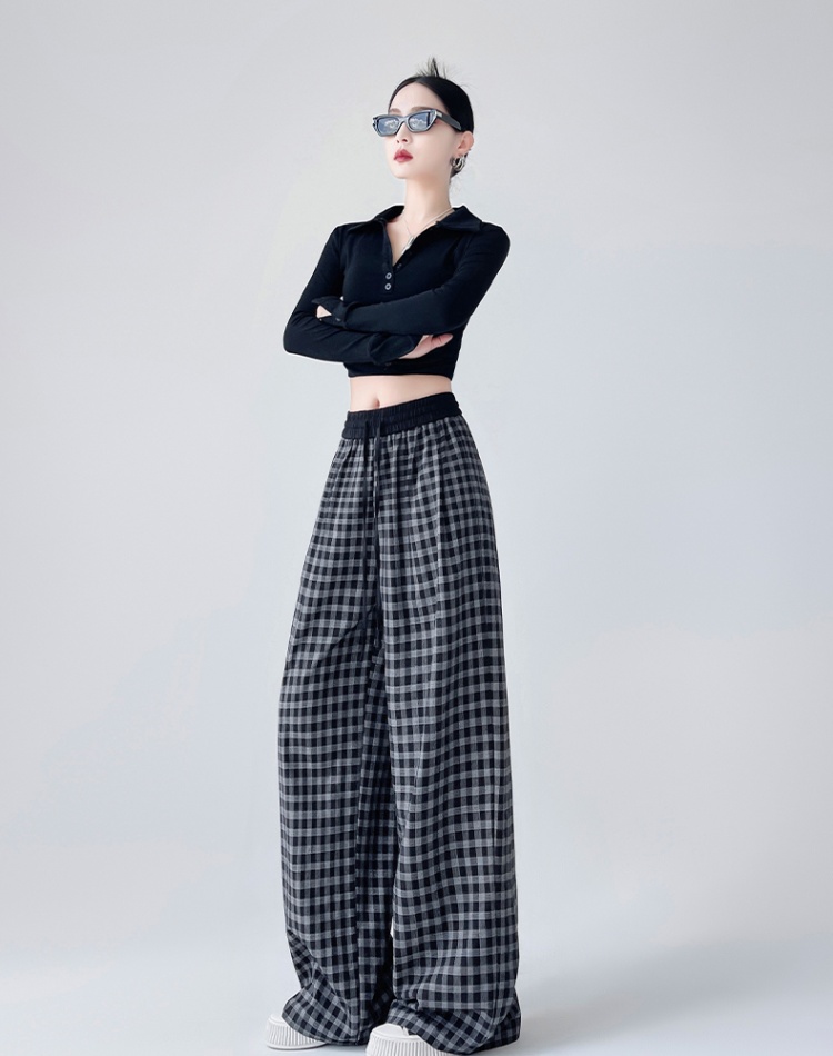 Black-white wide leg pants loose long pants for women