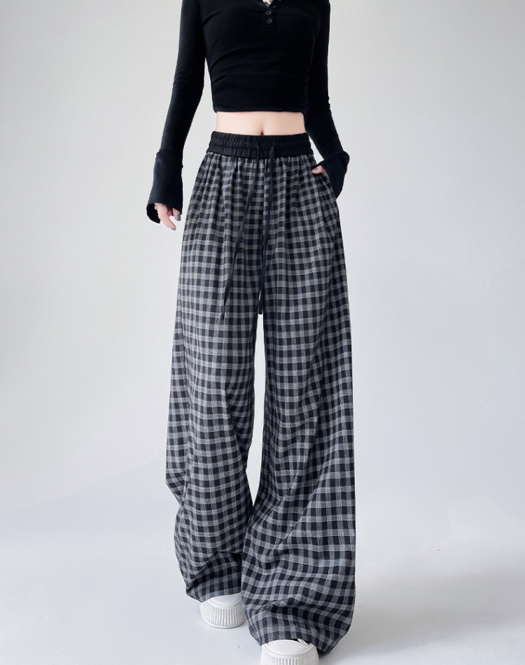 Black-white wide leg pants loose long pants for women
