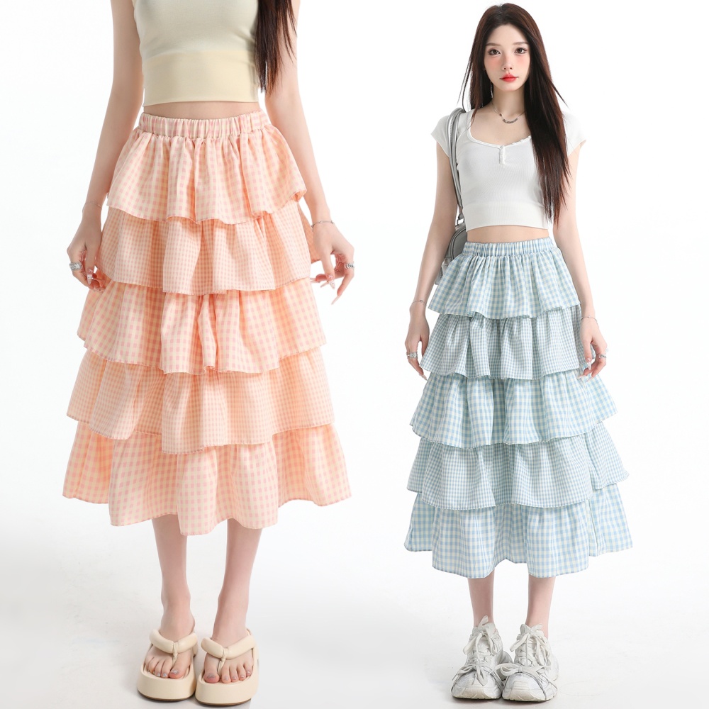 Cake sweet summer plaid skirt for women