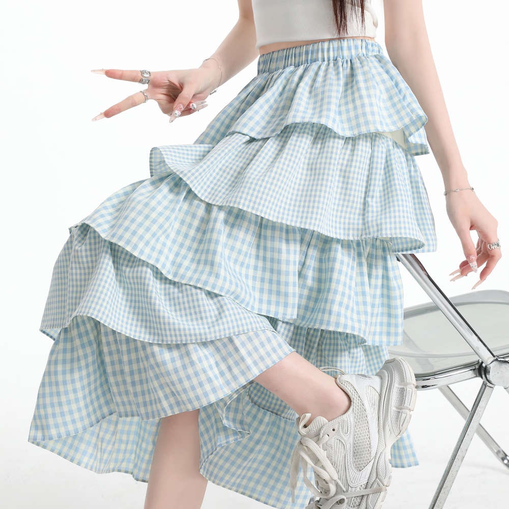 Cake sweet summer plaid skirt for women