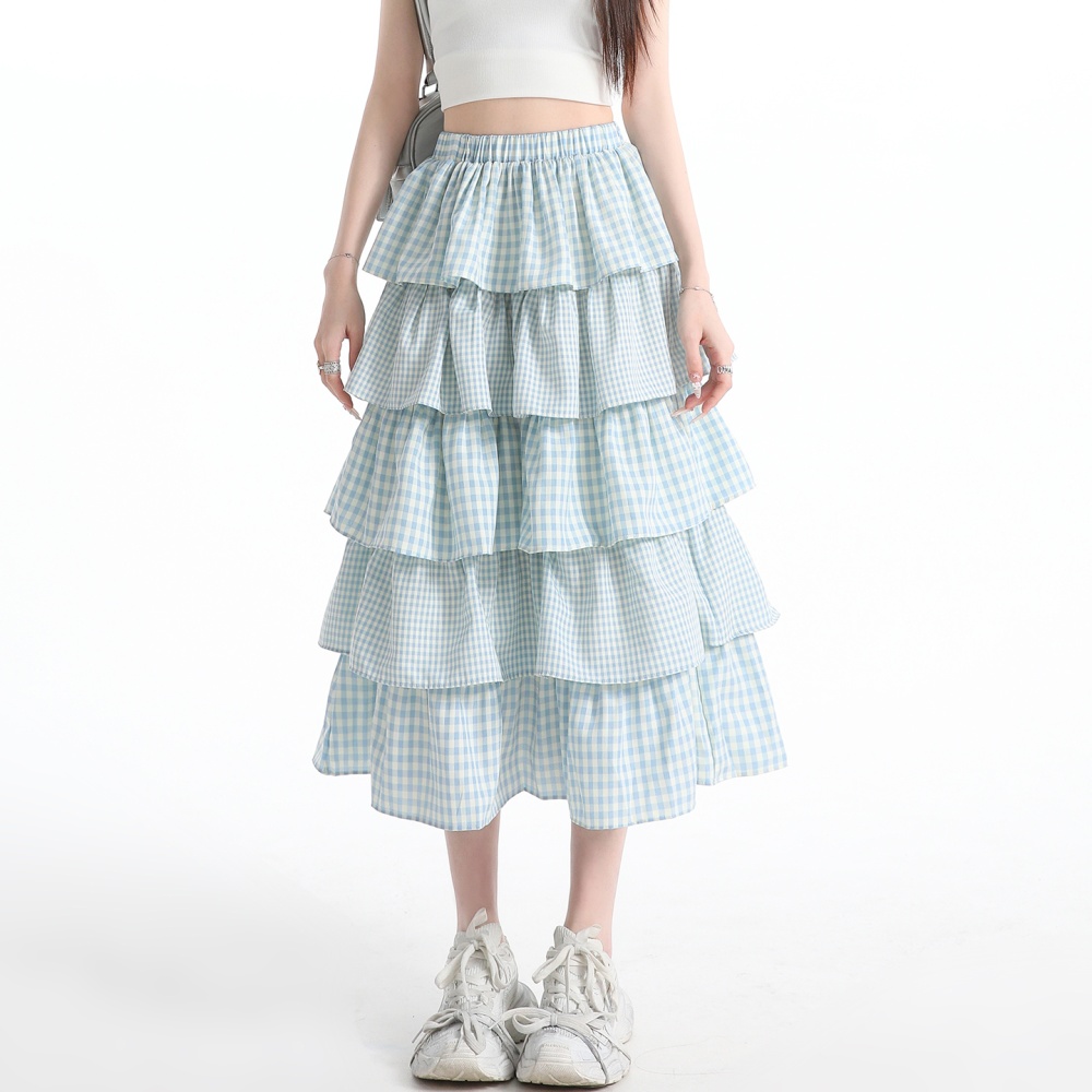 Cake sweet summer plaid skirt for women