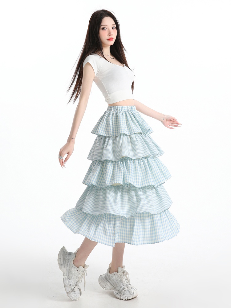 Cake sweet summer plaid skirt for women