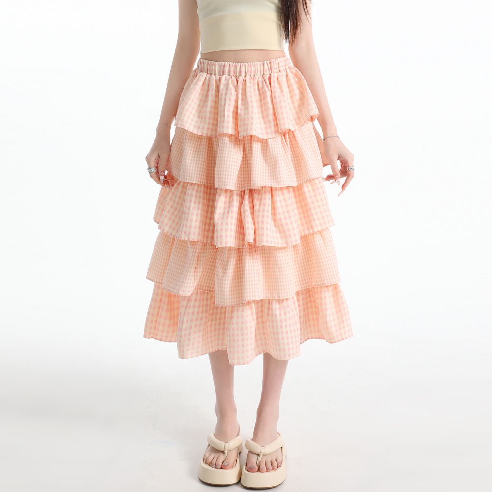 Cake sweet summer plaid skirt for women