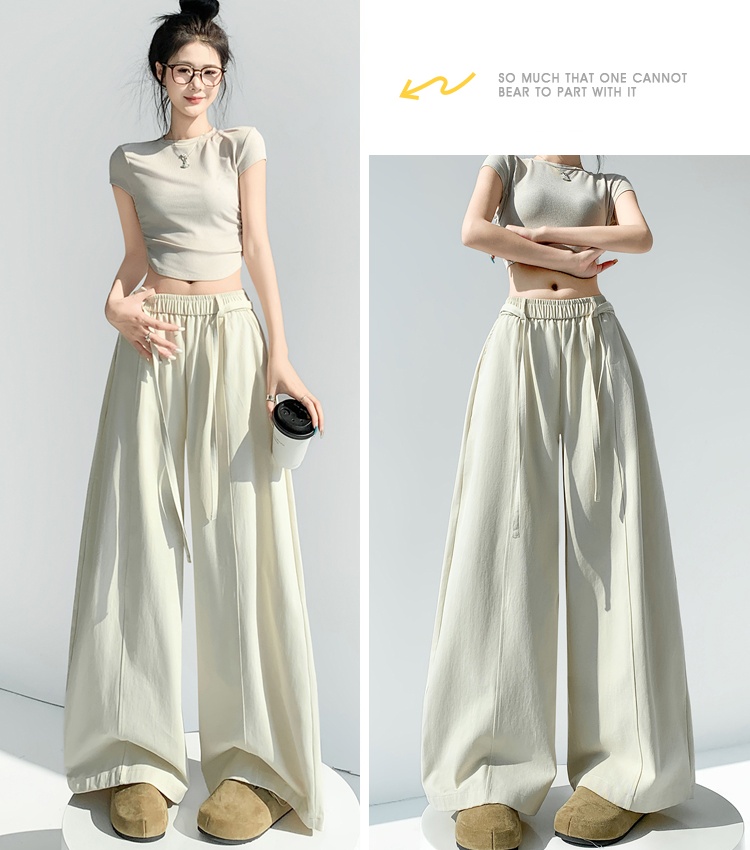 Casual lazy washed wide leg pants straight drape pants