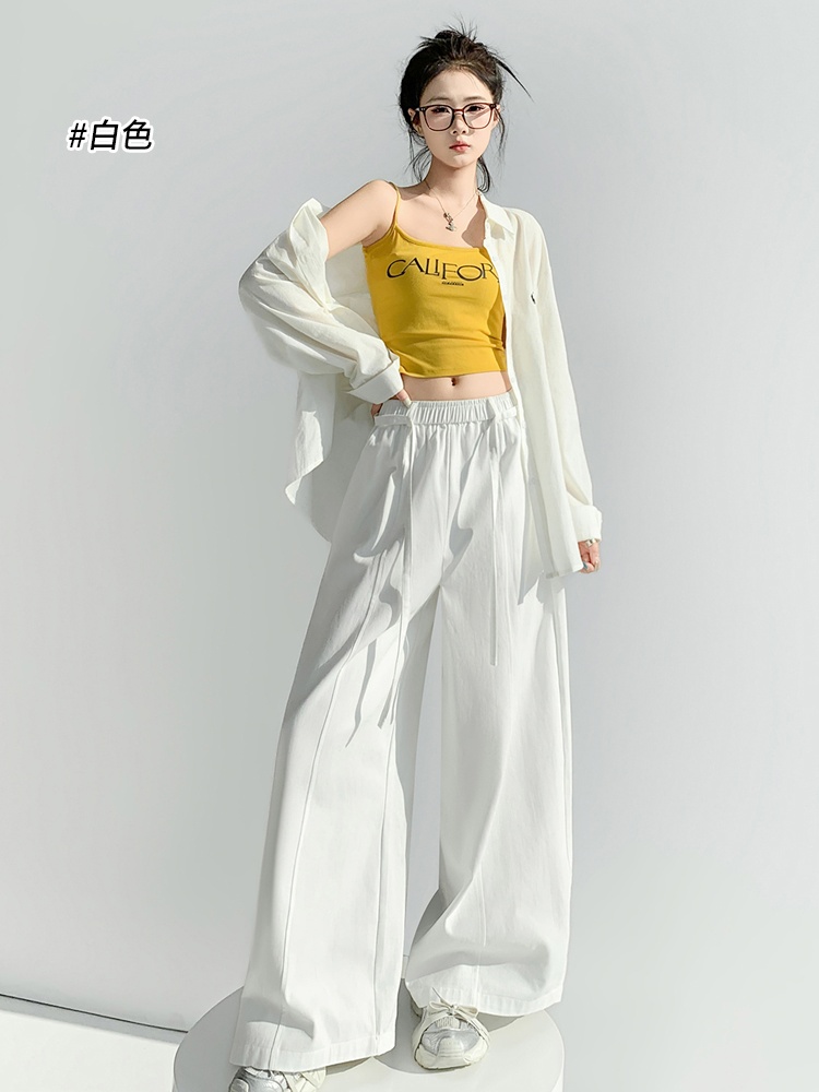 Casual lazy washed wide leg pants straight drape pants