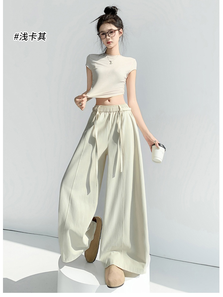 Casual lazy washed wide leg pants straight drape pants