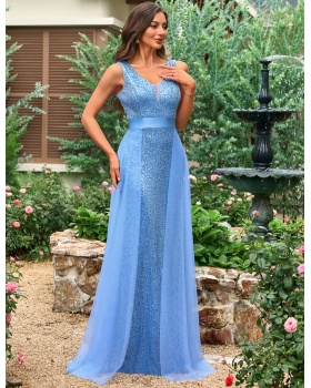 Lined V-neck evening dress fashion dress