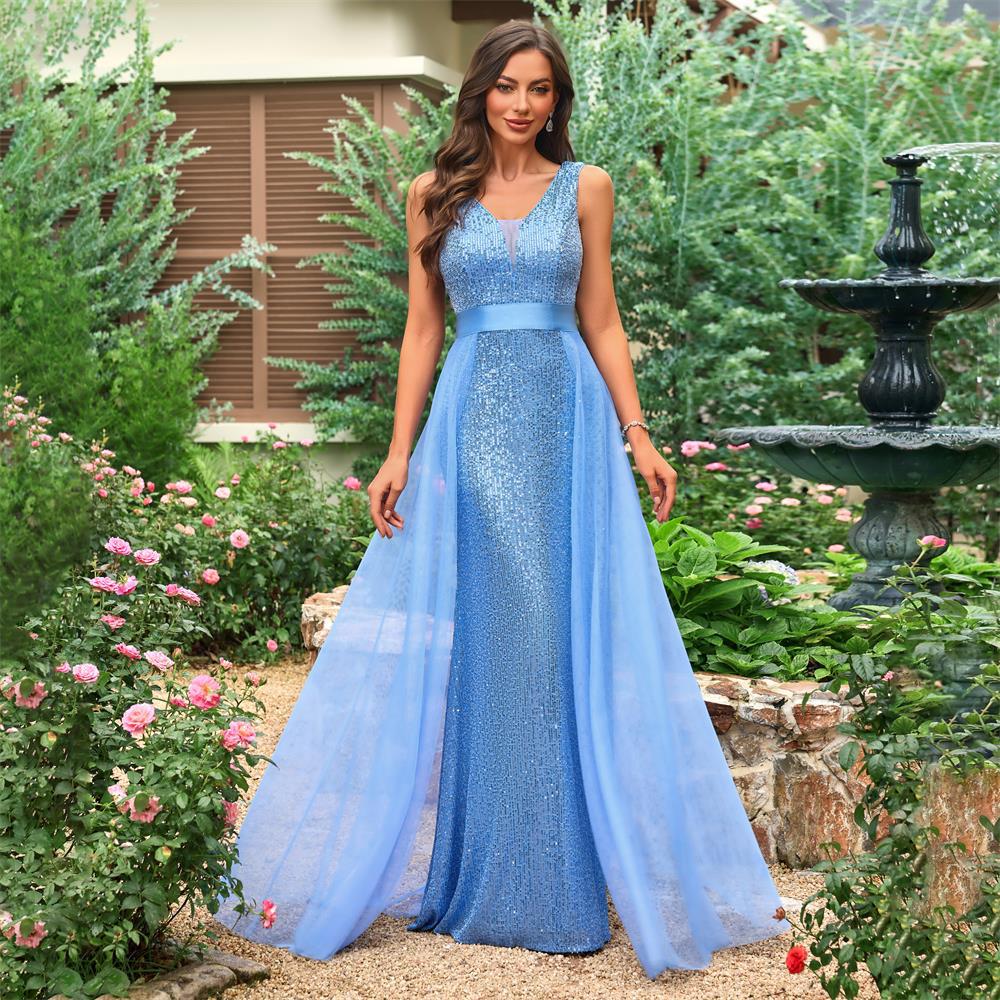 Lined V-neck evening dress fashion dress