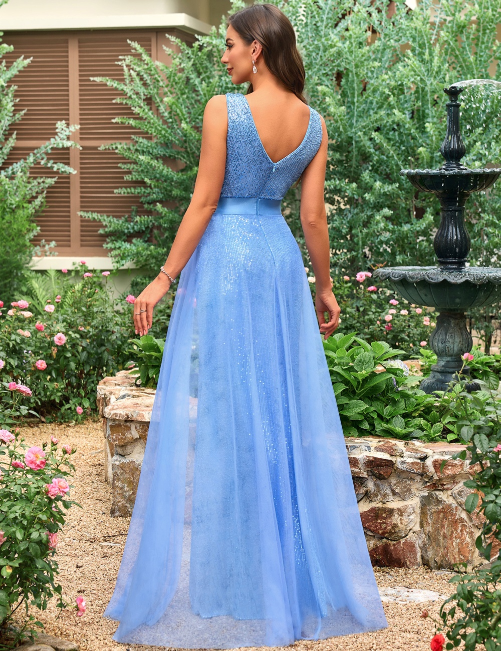 Lined V-neck evening dress fashion dress