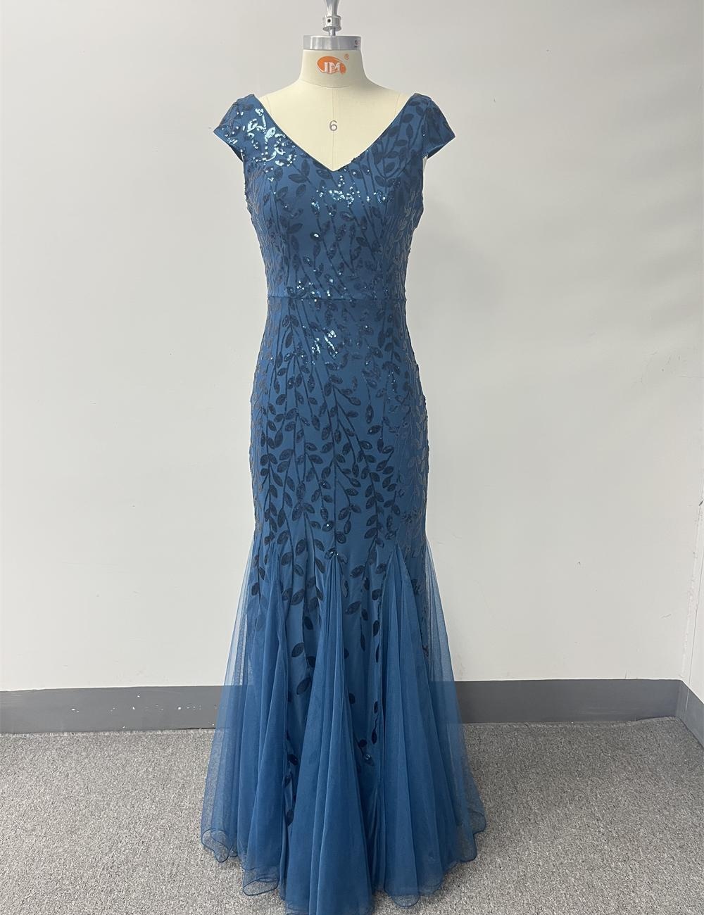 V-neck European style dress party mermaid evening dress