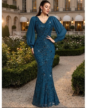 Gauze dress European style evening dress